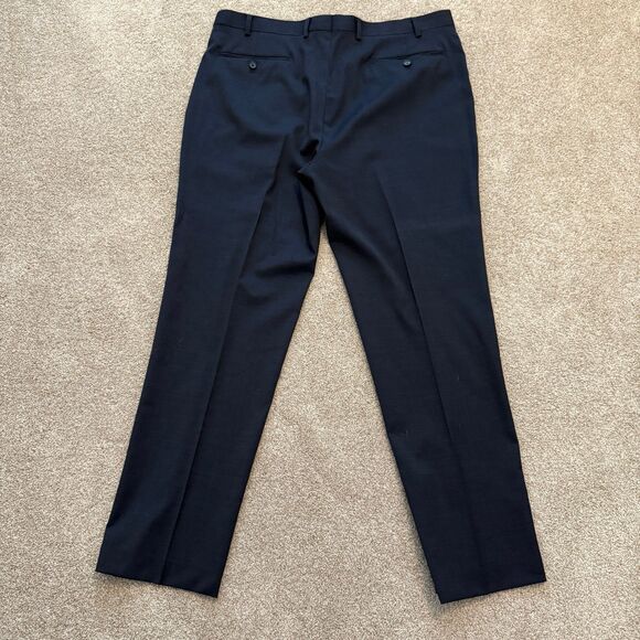 Claiborne Wool Blend Navy Blue Dress Slacks Flat Front Straight Leg Size 38Wx32L - Picture 3 of 8